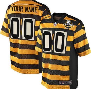 Kids Nike Pittsburgh Steelers Customized Yellow With Black Throwback 80TH Jersey