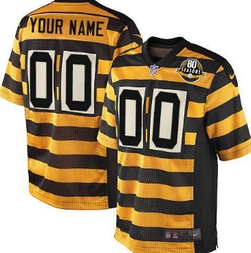 Mens Nike Pittsburgh Steelers Customized Yellow With Black Throwback 80TH Jersey
