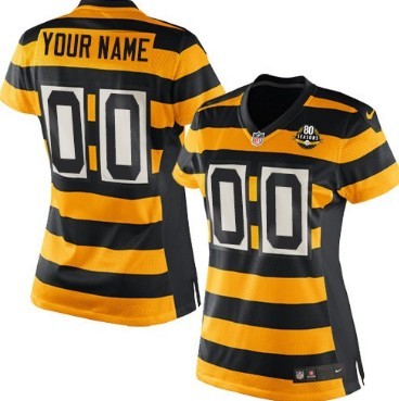 Womens Nike Pittsburgh Steelers Customized Yellow With Black Throwback 80TH Jersey