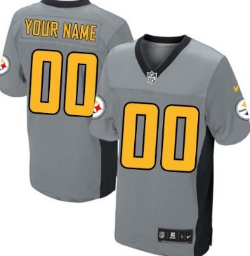 Mens Nike Pittsburgh Steelers Customized Gray Shadow Elite Jersey