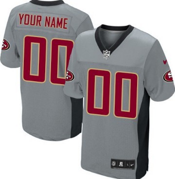 Mens Nike San Francisco 49ers Customized Gray Shadow Elite Jersey