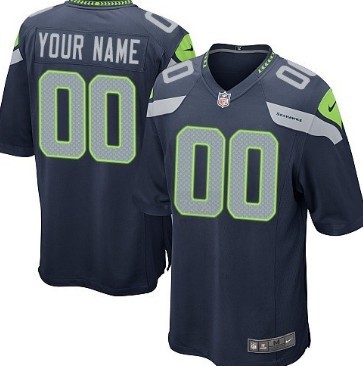 Mens Nike Seattle Seahawks Customized Blue Game Jersey