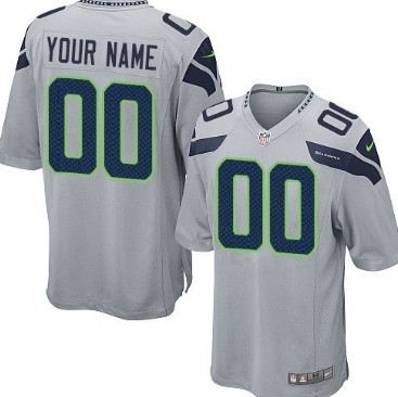 Mens Nike Seattle Seahawks Customized Gray Game Jersey