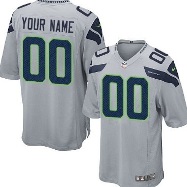 Kids Nike Seattle Seahawks Customized Gray Game Jersey