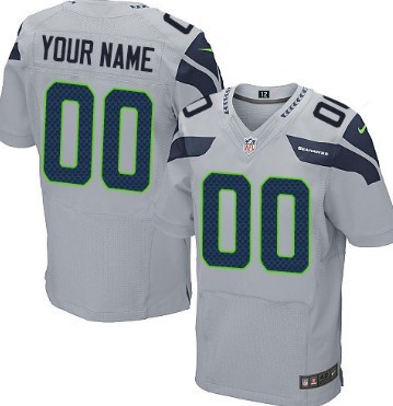 Mens Nike Seattle Seahawks Customized Gray Elite Jersey