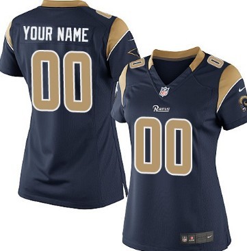Womens Nike St. Louis Rams Customized Navy Blue Limited Jersey