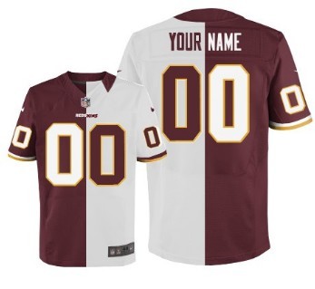 Mens Nike Washington Redskins Customized Red And White Split Elite Jersey