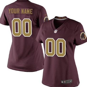 Womens Nike Washington Redskins Customized Red With Gold Game Jersey