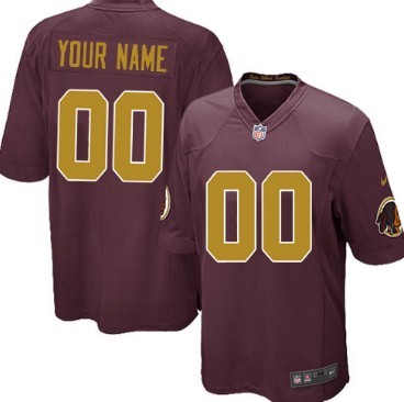 Mens Nike Washington Redskins Customized Red With Gold Game Jersey