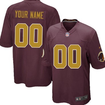 Kids Nike Washington Redskins Customized Red With Gold Game Jersey