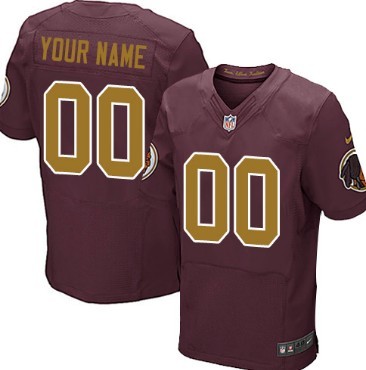 Mens Nike Washington Redskins Customized Red With Gold Elite Jersey