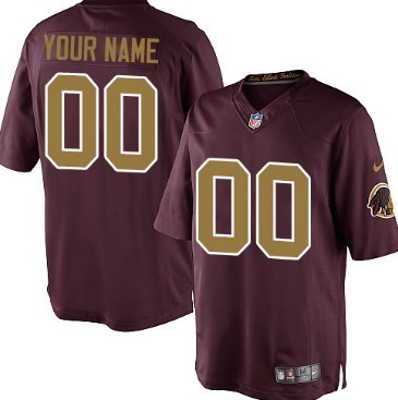 Kids Nike Washington Redskins Customized Red With Gold Limited Jersey