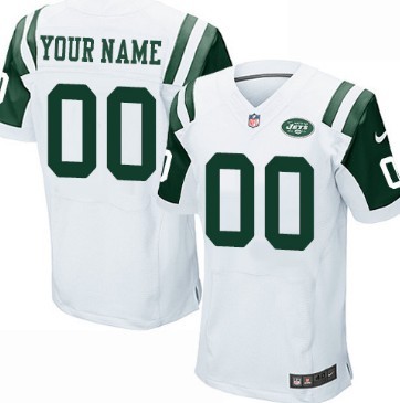 Mens Nike New York Jets Customized White Elite Jersey