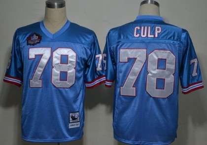 Men's Mitchell&Ness Houston Oilers 78 Cuyley Culp Hall of Fame Light Blue Throwback Jersey