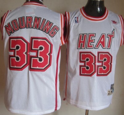 Miami Heat #33 Alonzo Mourning White Throwback Swingman Jersey