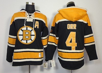 Boston Bruins #4 Bobby Orr Black Old Time Hockey hoodies 
