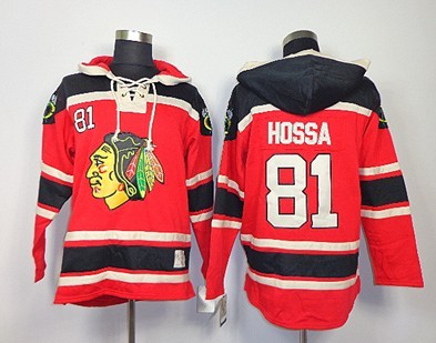 Chicago Blackhawks #81 Marian Hossa Red Old Time Hockey hoodies