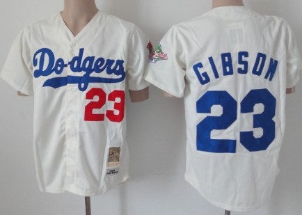 Men's Los Angeles Dodgers #23 Kirk Gibson 1968 Cream Mitchell & Ness Jersey