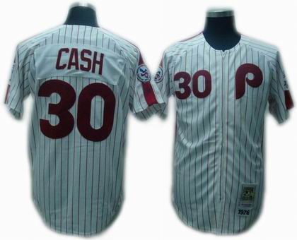 Philadelphia Phillies #30 Dave Cash White Pinstripe Throwback Jersey