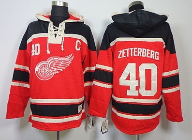Detroit Red Wings #40 Henrik Zetterberg Red Old Time Hockey hoodies