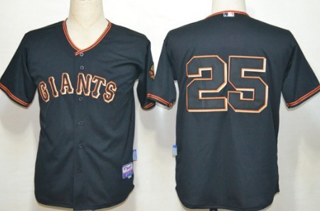 Men's San Francisco Giants #25 Barry Bonds Black Cool Base Jersey