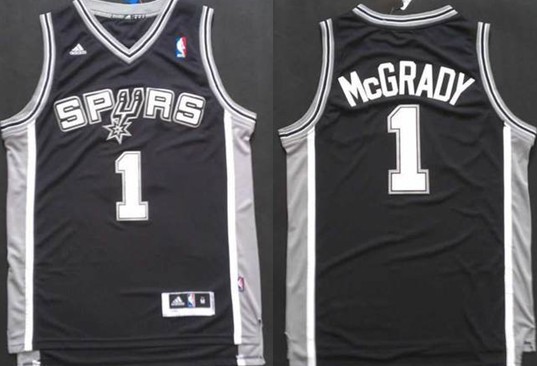 San Antonio Spurs #1 Tracy McGrady Revolution 30 Swingman Black Jersey