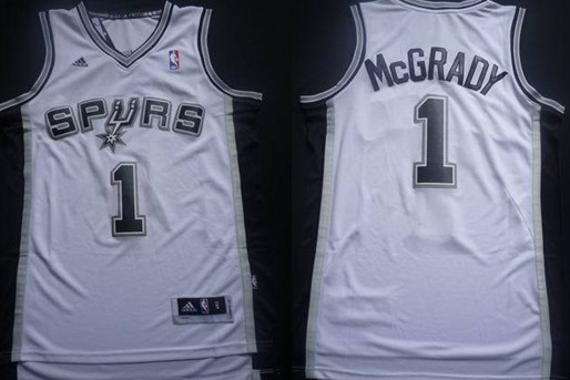 San Antonio Spurs #1 Tracy McGrady Revolution 30 Swingman White Jersey