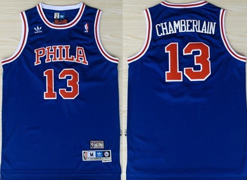 Philadelphia 76ers #13 Wilt Chamberlain Blue Throwback Swingman Jersey