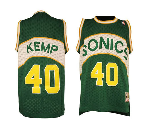 Youth Seattle SuperSonics #40 Shawn Kemp Soul Green Yellow Hardwood Classics Swingman Jersey