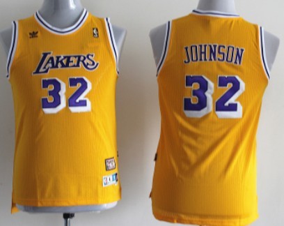 Los Angeles Lakers #32 Magic Johnson Yellow Throwback Swingman Kids Jersey