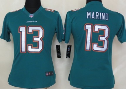 WomensMiami Dolphins #13 Dan Marino Nike Aqua Vapor Limited Jersey