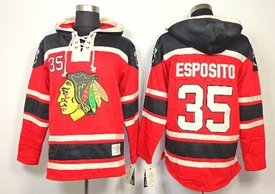 Chicago Blackhawks #35 Tony Esposito Red Old Time Hockey hoodies
