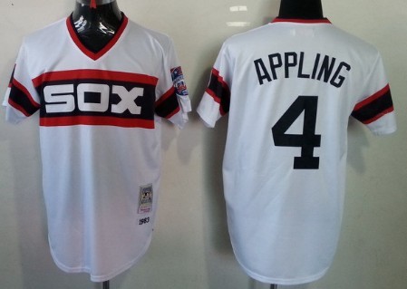 Men's Chicago White Sox #4 Luke Appling 1983 White Cooperstown Throwback Jersey