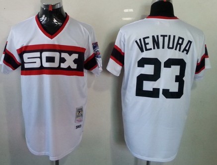 Men's Chicago White Sox #23 Robin Ventura 1983 White Cooperstown Throwback Jersey