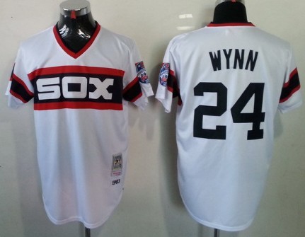Men's Chicago White Sox #24 Early Wynn 1983 White Cooperstown Throwback Jersey