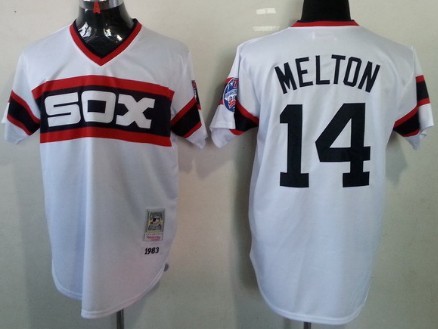 Men's Chicago White Sox #14 Bill Melton  1983 White Cooperstown Throwback Jersey