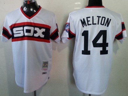Men's Chicago White Sox #14 Bill Melton  1983 White Cooperstown Throwback Jersey