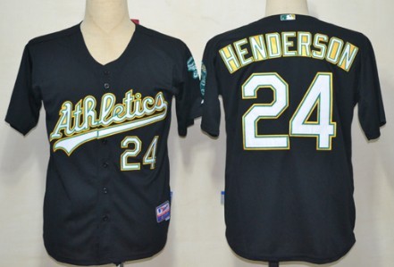 Men's Oakland Athletics #24 Rickey Henderson Black Jersey