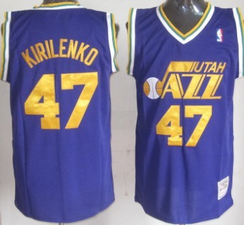 Men's Utah Jazz #47 Andrei Kirilenko Purple Throwback Authentic Jersey