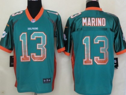 Men's Miami Dolphins #13 Dan Marino 2013 Nike Drift Fashion Green Elite Jersey
