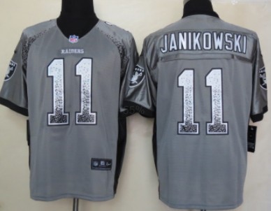 Men's Oakland Raiders #11 Sebastian Janikowski 2013 Nike Drift Fashion Gray Elite Jersey