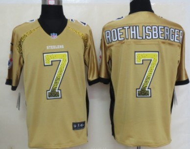 Men's Pittsburgh Steelers #7 Ben Roethlisberger 2013 Nik Drift Fashion Yellow Elite Jersey