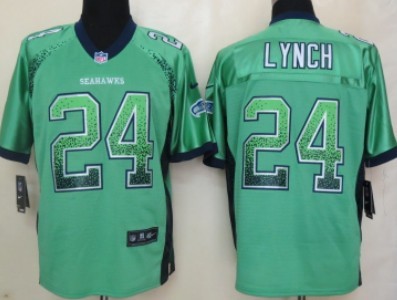 Men's Seattle Seahawks #24 Marshawn Lynch 2013 Nike Drift Fashion Green Elite Jersey