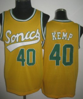 Men's Seattle Supersonics #40 Shawn Kemp 2003-04 Yellow Swingman Jersey