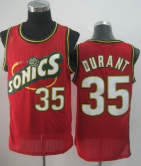 Men's Seattle Supersonics #35 Kevin Durant 1995-96 Red Swingman Jersey