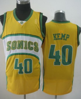 Men's Seattle Supersonics #40 Shawn Kemp 1994-95 Yellow Swingman Jersey