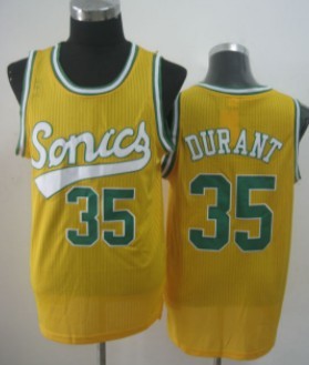 Men's Seattle Supersonics #35 Kevin Durant 2003-04 Yellow Swingman Jersey