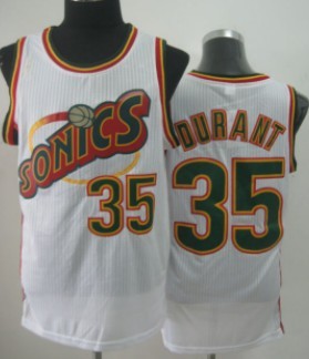 Men's Seattle Supersonics #35 Kevin Durant 1995-96 White Swingman Jersey