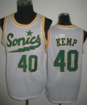 Men's Seattle Supersonics #40 Shawn Kemp 2003-04 White Swingman Jersey