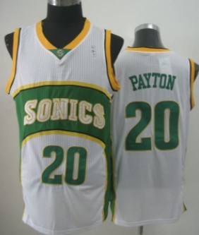 Men's Seattle Supersonics #20 Gary Payton 1994-95 White Swingman Jersey